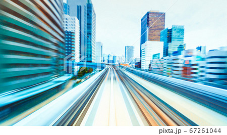 POV train motion blurred concept from the Yuikamome monorail in Tokyo, Japan POV train motion blurred concept from the Yuikamome monorail in Tokyo, Japan 67261044