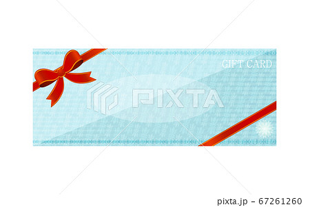 青のギフトカードのイラスト　ラッピングのリボン付き.ベクターイラスト 67261260
