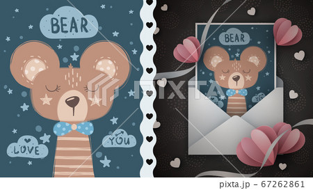 Cute bear idea for greeting card. Cute bear idea for greeting card. 67262861