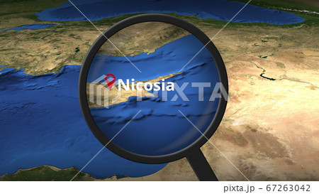Nicosia city being found on the map, 3d rendering 67263042