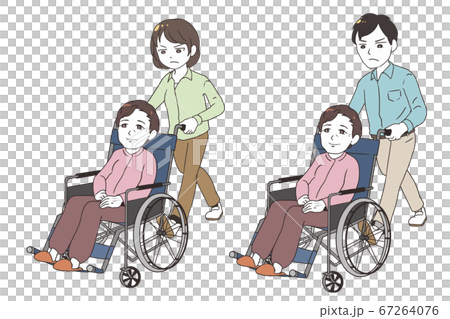 高齢女性に不満を持ちながら介護する家族 高齢女性に不満を持ちながら介護する家族 67264076