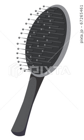 Beauty hair care hygiene stylist cosmetics accessories, a black massage hair brush isolated on white background. Cute flat style cartoon vector illustration. Beauty hair care hygiene stylist cosmetics accessories, a black massage hair brush isolated on white background. Cute flat style cartoon vector illustration. 67265461