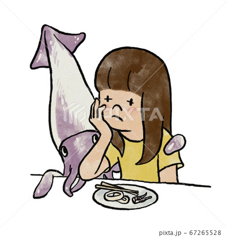 イカが嫌いな女の子のイラスト素材 イカが嫌いな女の子のイラスト素材