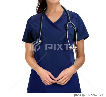 young medical nurse standing isolated on white 67267374