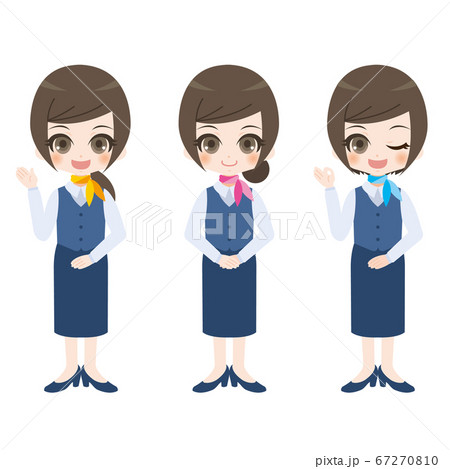 受付の制服を着た女性が案内しているイラスト素材 67270810