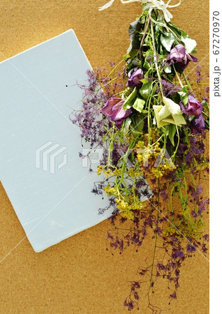 スモークツリーのドライフラワーで作ったスワッグとキャンバス スモークツリーのドライフラワーで作ったスワッグとキャンバス 67270970