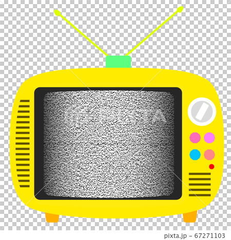 Illustration of a retro and cute portable toy TV Yellow sandstorm screen 67271103