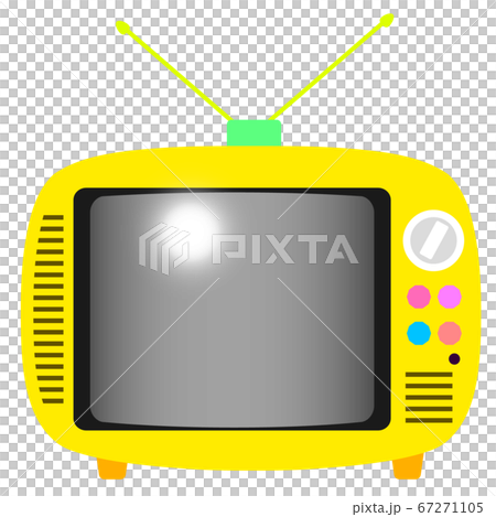 レトロで可愛いポータブルトイテレビのイラスト 黄色 画面オフのイラスト素材 レトロで可愛いポータブルトイテレビのイラスト 黄色 画面オフのイラスト素材