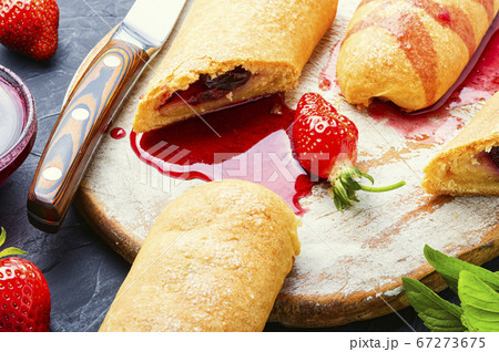 Homemade pies with strawberries. Homemade pies with strawberries. 67273675