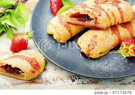 Homemade pies with strawberries. Homemade pies with strawberries. 67273676
