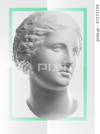 Fashion art collage with plaster antique sculpture of Venus face in a pop art style. Creative vogue concept image in contemporary surrealism style. Beauty, fashion and health theme. Zine culture. Fashion art collage with plaster antique sculpture of Venus face in a pop art style. Creative vogue concept image in contemporary surrealism style. Beauty, fashion and health theme. Zine culture. 67273738