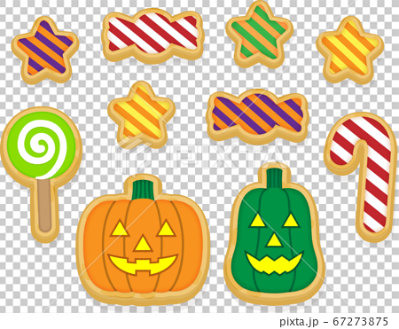 ハロウィンかぼちゃとキャンディ クッキーver のイラスト素材
