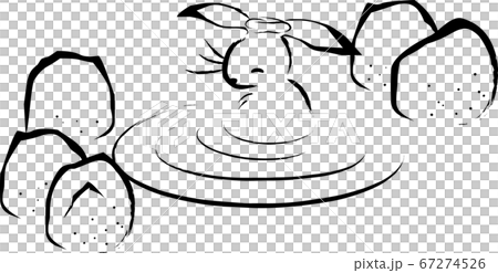 Rabbits enjoying hot springs (bird caricature) 67274526