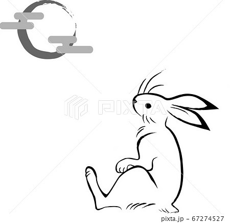 お月見ウサギ 鳥獣戯画 のイラスト素材
