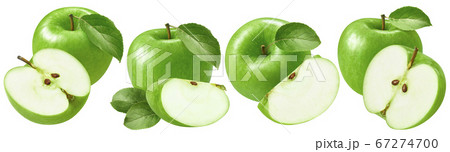 Green cooking apple set isolated on white background Green cooking apple set isolated on white background 67274700