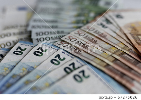 finance and economy concept - euro banknotes 67275026