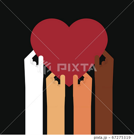 People Hand With Different Skin Colors Touching Inのイラスト素材