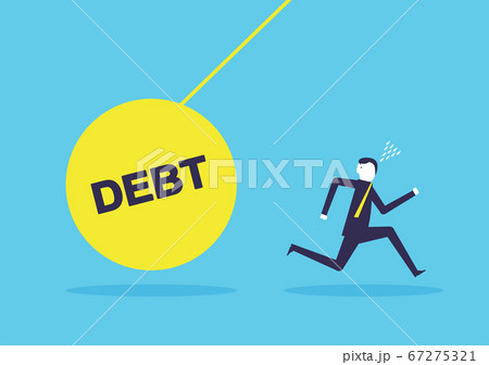 Businessman running from Iron pendulum debt Businessman running from Iron pendulum debt 67275321