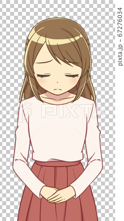 Woman in plain clothes apologize 67276034