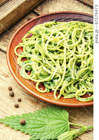 Pasta with sauce pesto Pasta with sauce pesto 67276473