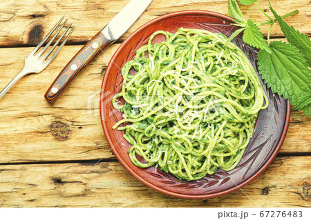 Pasta with sauce pesto Pasta with sauce pesto 67276483