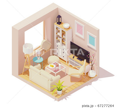 Vector isometric living room interior Vector isometric living room interior 67277264
