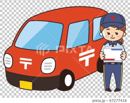 Postman woman and postal car 67277416