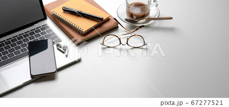 Portable workspace with copy space, smartphone, 67277521