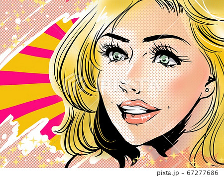 アメコミの金髪の女性微笑むのイラスト素材 [67277686] - PIXTA