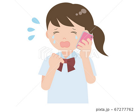 大泣きしながらスマホで話す女子学生 大泣きしながらスマホで話す女子学生 67277762