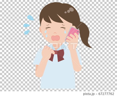 大泣きしながらスマホで話す女子学生 大泣きしながらスマホで話す女子学生 67277762