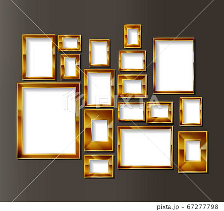 Frames for photos or paintings on an old wall. Vector borders gallery in the Museum exhibition. Vector illustration Frames for photos or paintings on an old wall. Vector borders gallery in the Museum exhibition. Vector illustration 67277798