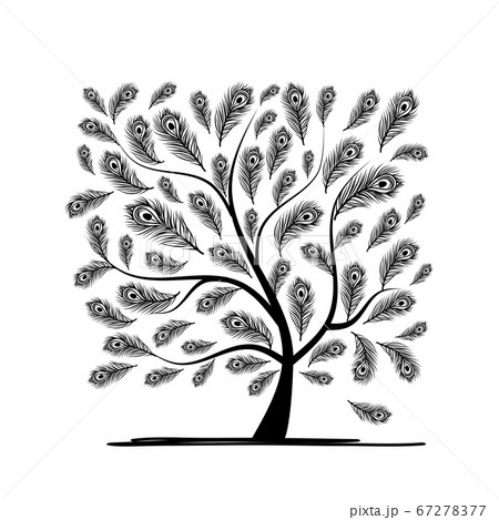 Art tree with peacock feather for your design Art tree with peacock feather for your design 67278377