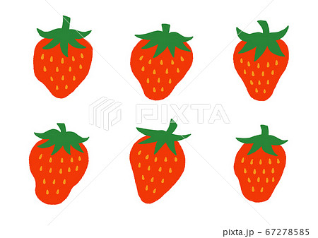 いちご イチゴ 苺 かわいい 手描き イラストのイラスト素材