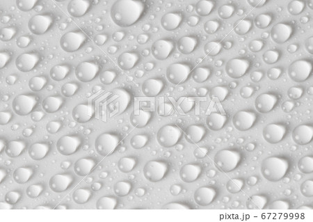 Water drops on gray background. Top view. Closeup. 67279998