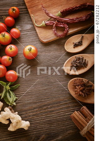 spices and vegetables in anticipation of cooking 67282212