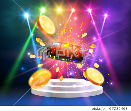 Golden slot machine wins the jackpot. 67282463