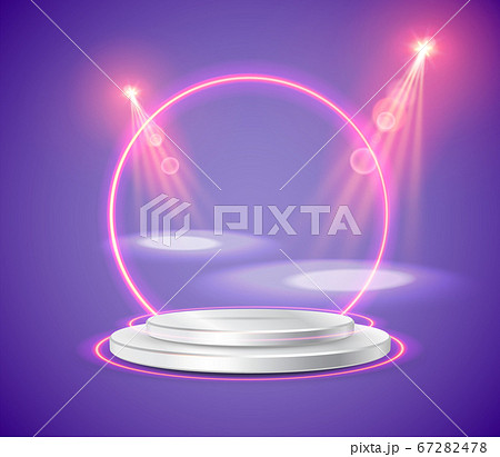 Podium frame in the background with spotlights. Podium frame in the background with spotlights. 67282478