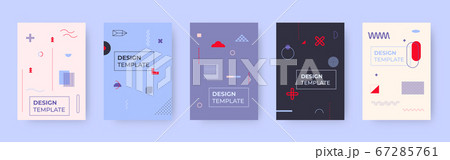 Cover geometric memphis shapes template vector set 67285761
