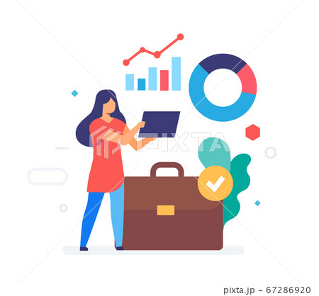 girl analyzes statistics icon, illustration 67286920