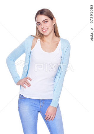 Portrait of beautiful woman wearing casual clothing 67291068