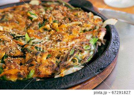 Korean food. Haemul-pajeon, Seafood and Green Onion Korean food. Haemul-pajeon, Seafood and Green Onion 67291827