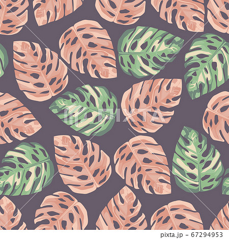 Random seamless pattern with monstera leafs. Green Random seamless pattern with monstera leafs. Green 67294953
