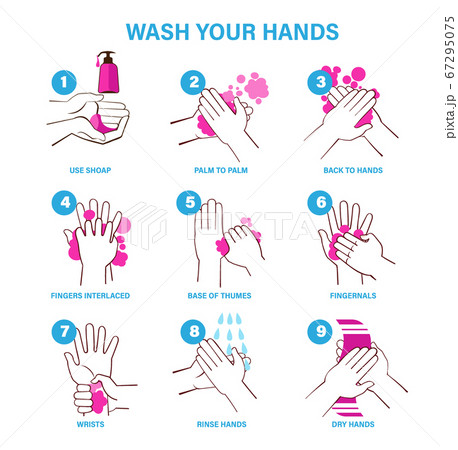 Washing hands properly infographic design, vector illustration 67295075