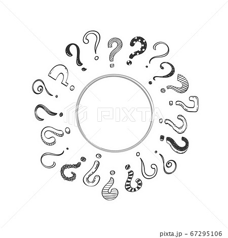 Hand drawn question marks in a circle 67295106