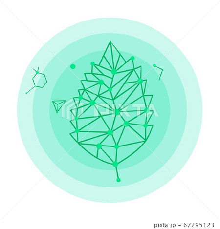 Icon of leaf hologram, logo, green leaf elements, dna connection, isolated at white background Icon of leaf hologram, logo, green leaf elements, dna connection, isolated at white background 67295123