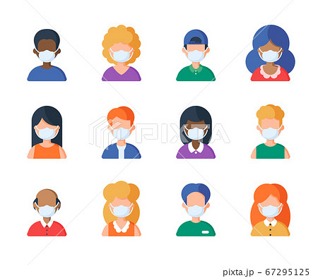 Set of avatar people in medical mask Set of avatar people in medical mask 67295125