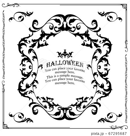 ハロウィンのフレーム素材 10月のイベント ハッピーハロウィン 行事 パーティー 素材 クラシカルのイラスト素材