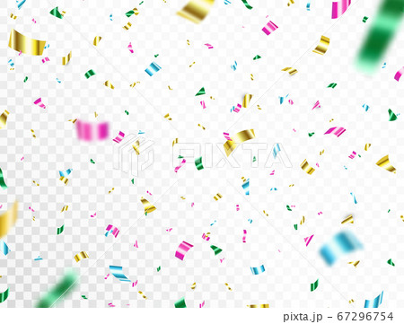 Confetti falling on transparent background. Bright 67296754