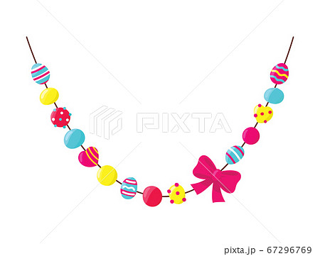 Bright Beads With Bow Isolated On Whiteのイラスト素材